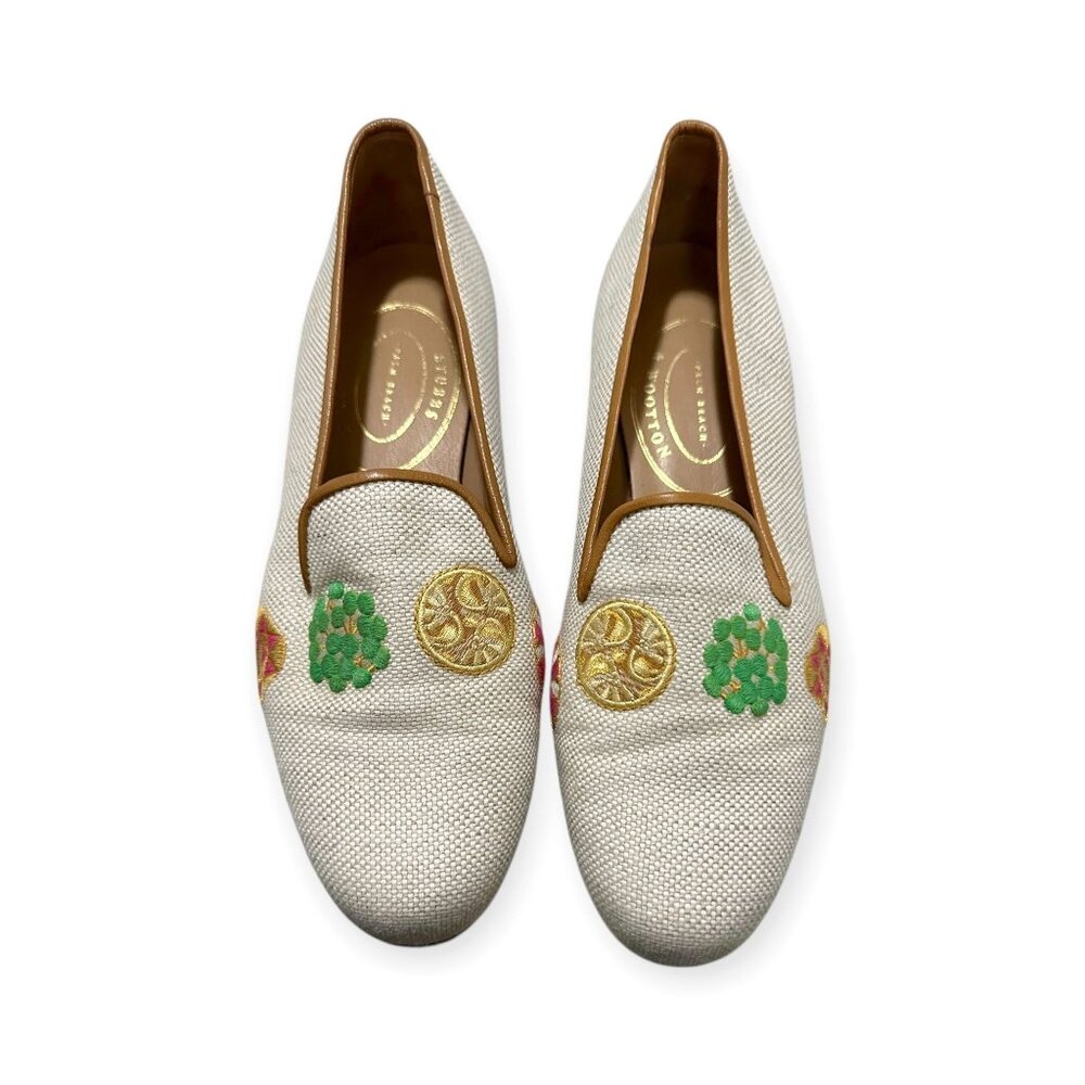 Stubbs & Wootton Embroidered Canvas Loafers Size 7 Made in‎ Spain